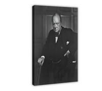 LINNPE Poster vintage Winston Churchill sur toile - Décoration murale pour salon, chambre à coucher - 60 x 90 cm
