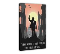 LINNPE Poster vintage Winston Churchill sur toile pour décoration de chambre à coucher, bureau, chambre, cadeau (60 x 90 cm)