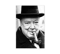 LINNPE Winston Churchill Impression sur toile pour salon, chambre à coucher Noir et blanc 30 x 45 cm