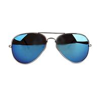 LINNUO Lunettes de Soleil Hommes Femmes Polarisées Lentille Aviateur Miroir Eyewear Retro UV Protection Sunglasses (Bleu, Cadre Argent,One Size)