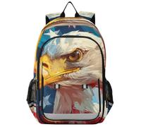 Linnyio Aigle AméRicain Drapeau Fort Sac à Dos Scolaire pour Enfants et Adolescents,IdéAl pour L'école et Les Voyages