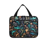 Linnyio Animaux Abstraits Dauphins Trousse de Toilette de Voyage Suspendue Maquillage,Grande Capacité Pliable Rangement Sacs de Lavage pour Femmes Filles