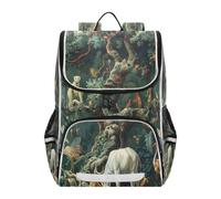 Linnyio Animaux De La ForêT Cerf Faune Harmonie Sac à Dos Scolaire de Grande Capacité pour Filles et Garçons