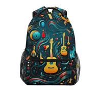 Linnyio Art Abstrait Musique Sac à Dos Scolaire pour Filles et Garçons,Sacs pour étudiants élégants