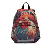 Linnyio Art Coq Cool Sac à Dos pour Maternelle 3-8 Ans,Cartable pour Enfants et Tout Petits Sac Scolaire