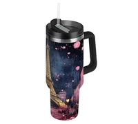 Linnyio Art De La Tour Florale Porte-Gobelet de Voiture en Acier Inoxydable,Bouteille D'eau,Gobelets Isothermes Sans BPA.