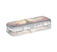 Linnyio Art De La Tour Sommaire Trousse à Crayons Transparente,Boîte de Rangement pour Stylos,Idéale pour L'école et Le Bureau