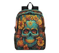 Linnyio Art Floral Crâne Cool Sac à Dos de Randonnée Pliable,ImperméAble et Léger,Compactable pour Les Voyages
