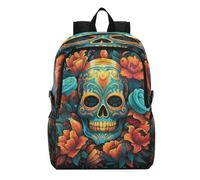 Linnyio Art Floral De Dessin Animé De Crâne Sac à Dos de Randonnée Pliable,ImperméAble et Léger,Compactable pour Les Voyages