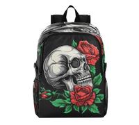 Linnyio Artistique Crâne Roses Floral Coloré Sac à Dos de Randonnée Pliable,ImperméAble et Léger,Compactable pour Les Voyages
