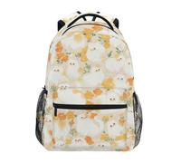 Linnyio Chat Orange Sac à Dos Scolaire pour Filles et Garçons,Sacs pour étudiants élégants FantôMes Blancs