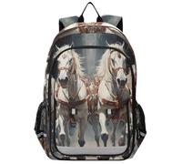 Linnyio Chevaux D'Œuvres D'Art À L'Huile Sac À Dos pour Écolier, Sac À Dos pour Enfants et Adolescents