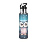 Linnyio Chouette De Dessin Animé Mignon Gourde Sport Étanche,Sans BPA,Bouteille D'Eau Isolée Thermos Sport Tasse À Vide en Acier Inoxydable,1000ml/600ml