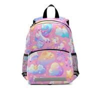 Linnyio Coeurs D'arc-En-Ciel Licornes Roses Sac à Dos pour Maternelle 3-8 Ans,Cartable pour Enfants et Tout Petits Sac Scolaire