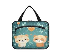 Linnyio Coeurs De Lions Mignons Trousse de Toilette de Voyage Suspendue Maquillage,Grande Capacité Pliable Rangement Sacs de Lavage pour Femmes Filles