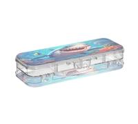 Linnyio Coraux Requin Art Dessin Animé Trousse à Crayons Transparente,Boîte de Rangement pour Stylos,Idéale pour L'école et Le Bureau