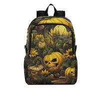 Linnyio Crâne Citrouille D'Halloween Sac à Dos Pliable, Imperméable Léger Sac à Dos De Randonnée, Emballable pour Voyage Camping