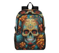 Linnyio Crâne De Rose À Motif Floral Sac à Dos Pliable, Imperméable Léger Sac à Dos De Randonnée, Emballable pour Voyage Camping