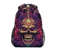 Linnyio Crâne De Roucoulement Viré Art Sac à Dos Scolaire pour Filles Garçons - Bretelles Ajustables & Confortables, Grand avec Poches Multiples pour l'École Étudiants