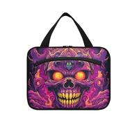 Linnyio Crâne De Roucoulement Viré Art Trousse de Toilette de Voyage Suspendue Maquillage,Grande Capacité Pliable Rangement Sacs de Lavage pour Femmes Filles