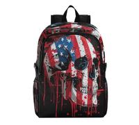 Linnyio Crâne Drapeau AméRicain Coloré Artistique Sac à Dos de Randonnée Pliable,ImperméAble et Léger,Compactable pour Les Voyages