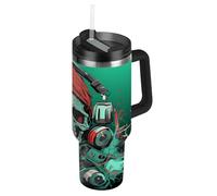 Linnyio Crâne Santa Porte-Gobelet de Voiture en Acier Inoxydable,Bouteille D'eau,Gobelets Isothermes Sans BPA. Musique De NoëL