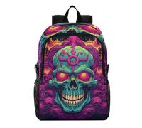 Linnyio Crâne Tiré Par Une Flamme Violette Sac à Dos Pliable, Imperméable Léger Sac à Dos De Randonnée, Emballable pour Voyage Camping