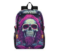Linnyio Crâne Violet Cool Tiré Sac à Dos Pliable, Imperméable Léger Sac à Dos De Randonnée, Emballable pour Voyage Camping