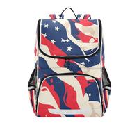Linnyio Dessin Animé Drapeau AméRicain Sac à Dos Scolaire de Grande Capacité pour Filles et Garçons
