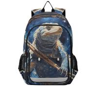 Linnyio Dragon De Komodo Bleu Étoile Sac À Dos pour Écolier, Sac À Dos pour Enfants et Adolescents
