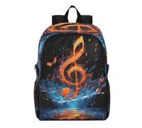 Linnyio Eau Bleue Musicale De Feu CréAtif Artistique Sac à Dos de Randonnée Pliable,ImperméAble et Léger,Compactable pour Les Voyages