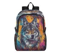 Linnyio Esprit Sauvage Coloré Loup Sac à Dos de Randonnée Pliable,ImperméAble et Léger,Compactable pour Les Voyages