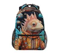 Linnyio ÉToiles Brillantes De LéZard Extraterrestre Cosmique Sac à Dos Scolaire pour Filles et Garçons,Sacs pour étudiants élégants