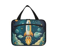 Linnyio Fusée Spatiale Volant Trousse de Toilette de Voyage Suspendue Maquillage,Grande Capacité Pliable Rangement Sacs de Lavage pour Femmes Filles