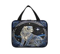 Linnyio Guépard Animal Abstrait Trousse de Toilette de Voyage Suspendue Maquillage,Grande Capacité Pliable Rangement Sacs de Lavage pour Femmes Filles