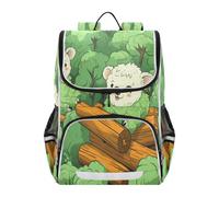 Linnyio Koala Porte Des Arbres Verts Pacifiques Sac à Dos Scolaire de Grande Capacité pour Filles et Garçons
