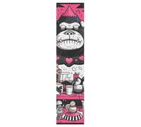 Linnyio Mignon Gorille Rose Doodle Feuilles de Ruban Adhésif Stickers pour Skateboard,Bandes Antidérapantes Graphiques sans Bulles pour Adolescents Filles et Garçons