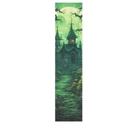 Linnyio Modèle d'halloween Château Vert Feuilles de Ruban Adhésif Stickers pour Skateboard,Bandes Antidérapantes Graphiques sans Bulles pour Adolescents Filles et Garçons