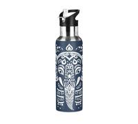 Linnyio Motif De Neige Éléphant Mignon Gourde Sport Étanche,Sans BPA,Bouteille D'Eau Isolée Thermos Sport Tasse À Vide en Acier Inoxydable,1000ml/600ml