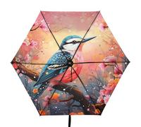 Linnyio Oiseau À Motif Floral Parapluie Pliant Protection UV Parapluies de Voyage Compacts Blocage Du Soleil pour Garçons Filles