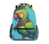 Linnyio Oiseau Tropical Sac à Dos Scolaire pour Filles et Garçons,Sacs pour étudiants élégants ChaîNe De Perroquet Vert