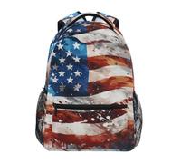 Linnyio Ondulant Drapeau AméRicain Rayures Sac à Dos Scolaire pour Filles et Garçons,Sacs pour étudiants élégants