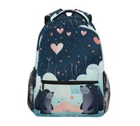 Linnyio Ours Coeurs Romantiques Aimant Sac à Dos Scolaire pour Filles et Garçons,Sacs pour étudiants élégants
