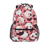 Linnyio Pandas Heureux Rose Sac à Dos Scolaire pour Filles et Garçons,Sacs pour étudiants élégants