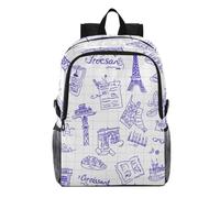 Linnyio Plan Croquis Paris Artistique Sac à Dos de Randonnée Pliable,ImperméAble et Léger,Compactable pour Les Voyages