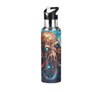 Linnyio Poulpe Frais De Mer Gourde Sport Étanche,Sans BPA,Bouteille D'Eau Isolée Thermos Sport Tasse À Vide en Acier Inoxydable,1000ml/600ml