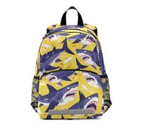Linnyio Requins Bleus Nageant Jaune Sac à Dos pour Maternelle 3-8 Ans,Cartable pour Enfants et Tout Petits Sac Scolaire