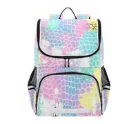 Linnyio RéSumé Coloré Rose Bleu Jaune Sac à Dos Scolaire de Grande Capacité pour Filles et Garçons