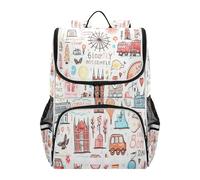 Linnyio Résumé, Griffonnage, Londres, Sac à Dos Étudiant Bookbag Sac Haute Capacité pour Filles Garçons