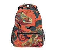Linnyio Rouge Foncé Sac à Dos Scolaire pour Filles et Garçons,Sacs pour étudiants élégants CaméLéOns Verts